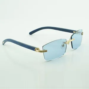 Nouvelles lunettes de soleil en bois pour hommes et femmes, avec nouveau matériel, lunettes de soleil en bois bleu, taille 0286O: 56-17-140mm
