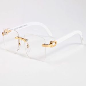 Nouveau bois lunettes de soleil hommes femmes blanc corne de buffle lunettes sans monture mode hommes sport original bambou lunettes Oculo De S283q