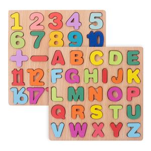 Nouveau bois 3D Puzzle blocs jouet enfants anglais Alphabet numéro cognitif correspondant conseil bébé début éducatif apprentissage jouets pour enfants W1