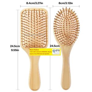 Nouveau peigne de cheveux en bambou en bois en bois brosse à paddle sain brosse à cheveux brosse à cheveux peigneux du cuir -