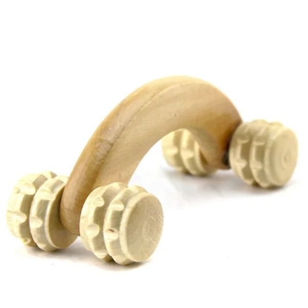 Nouveau rouleau de corps à main en bois 4 roues boules masseur jambe de bras arrière pied manche couche épaule de la douleur musculaire de soulagement de la douleur à l'outil pour ordinateur