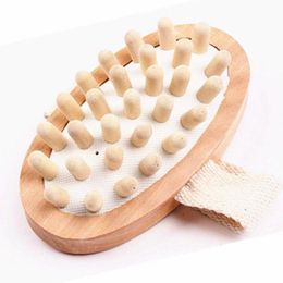 Nouveau masseur en bois naturel avec manche en bois brosse pour le corps réduction de la cellulite brosse de Massage exfolier brosse propre F3489 Fjdeh