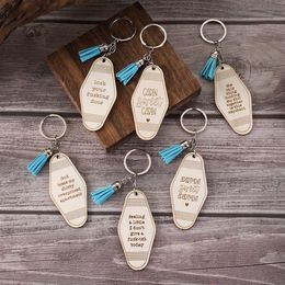 Nouveau porte-clés en bois frange lettre anglaise pendentif créatif porte-clés de voiture
