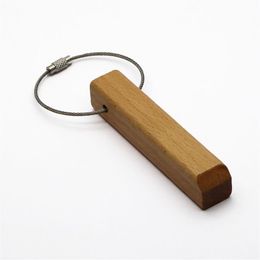 Nouveau porte-clés en bois blanc rectangle porte-clés personnalisé gravé nom texte LOGO porte-clés # KW01CG268B