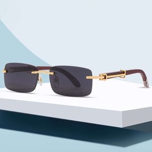 Nouvelles lunettes de soleil Slingshot à jambe en bois pour hommes, tendances de la mode européenne et américaine, lunettes de soleil carrées, pièces décoratives en forme de I, lunettes sans cadre