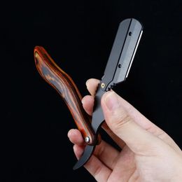 Nuevo manual de recortador de madera Shaver Profesional Efección recta Scar Sharp Razor Plegable Cuchillo de afeitado Afeitado Barba Corte Regalo Profesional