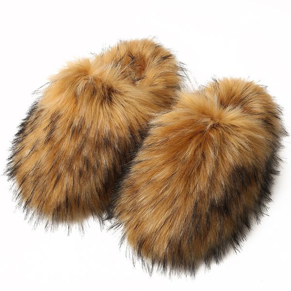 Nouvelles pantoufles laineuses pour les femmes Automne et Hiver Home with Warm Velvet Imitation Fur non glissée Cover Toe Hair Mop Gai