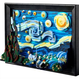 NIEUWE WERELD Masterpiece Vincent van Gogh Pixel schilderij Starry Night Building Block Brick Creative Decorative 21333 Model speelgoedcadeau