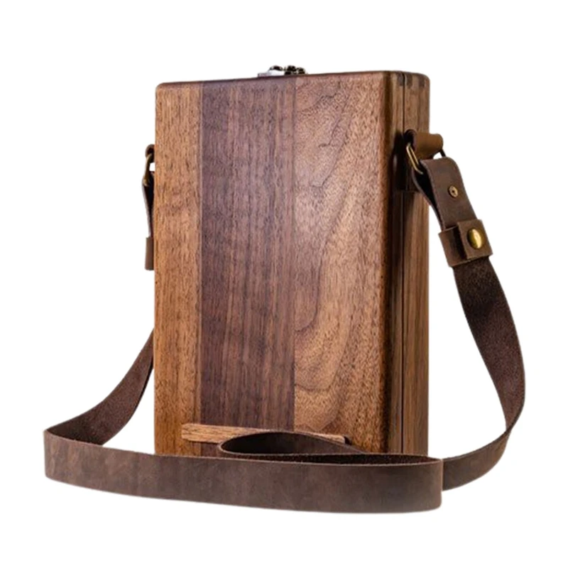 NEW-Writers Messenger Wood Box A5 Wooden Retro Trend Shoulder Bag Outdoor Briefcase Art Supplies Box Home Decor Art Handbags