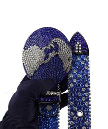 Nieuwe Wtern Rhinton Belt For Women Men Fashion Diamond bezaaid riemen Rhinton Globe Buckle voor Jean Strass Ceinture Femme3226336