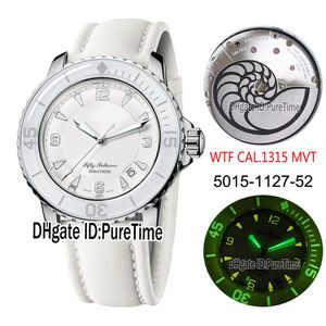 Nouveau WTF Fifty Fathoms Cal A1315 Automatique 5015-1127-52 Unisexe Homme Femme Montre Femme Cadran Blanc Voile-Bracelet Toile Meilleure Edition Puretime