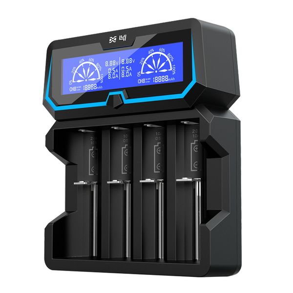 Livraison gratuite NOUVEAU X4 LCD à charge rapide S'applique au chargeur de batterie 3.6V / 3.7V Li-ion 16340 /18650 26650 32650 /IMR / INR / ICR 1.2V Ni-MH / Ni-CD