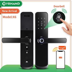 Nieuwe X6 Waterdichte Tuya SmartLife Security Fingerprint Wifi Smart Door Lock met deurbel voor Home Apartment Hotel 201013