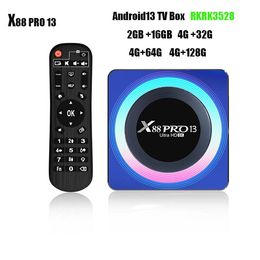 Boîtier TV X88 PRO 13, Android 13, RKRK 2024, 2 go + 16 go, 4 go + 32 go, 4 go + 64 go, 4 go + 3528 go de ROM, décodeur ATV, nouveau, prix de gros, 128