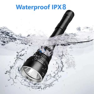 Nueva Linterna de buceo XHP190 HIGHT HIGHT POYORME SUPERACIÓN SUPERACIÓN DE LA LIGRA DE FLASH DE FLA DE LED SUPERA DE LA LED SUPTOR DE LA LED DE LED IPX8 IPX8 Lámpara de mano impermeable