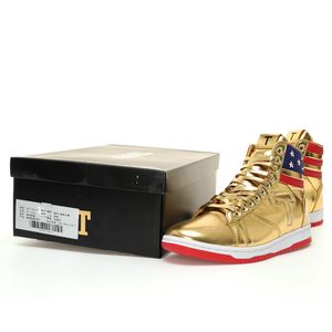 Trump sneakers The Never Surrender High-Tops Basketbal Vrijetijdsschoenen Metallic goud VS Designer Sneakers Luxe schoenen Dames Heren Trumps schoenen Sport Outdoor Trainer