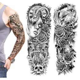 Nieuwe Xianhe Phoenix Karper Zwarte Bloem Arm Volledige Grote Patroon Water Transfer Printing Tijdelijke Simulatie Tattoo Sticker