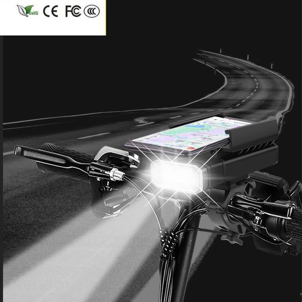 Nuevas luces para bicicleta XM-L T6, batería incorporada, batería externa de aluminio recargable por USB, soporte para teléfono, faro delantero para bicicleta