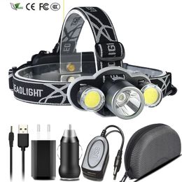 Nieuwe XM-L T6 LED Koplamp COB Waterdichte koplamp Mobiele Power Night Camping Cycling Headlamp USB Oplaadbaar 18650 Batterij Yunmai