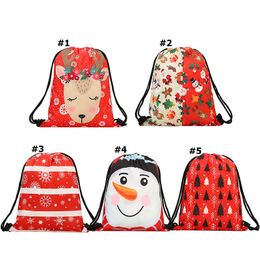 Nueva mochila de Navidad con cordón, bolsa de regalo de Navidad, paquete de poliéster con impresión Digital 3D, bolsillo, envío gratis