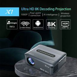 Nieuwe XNano X1 Android-projector 8K 4K 1080P Amlogic T972 Dual wifi BT5.0 HDR10 Spraakbesturing Draagbare Home Media Video vs K19 KP1 mini-projector