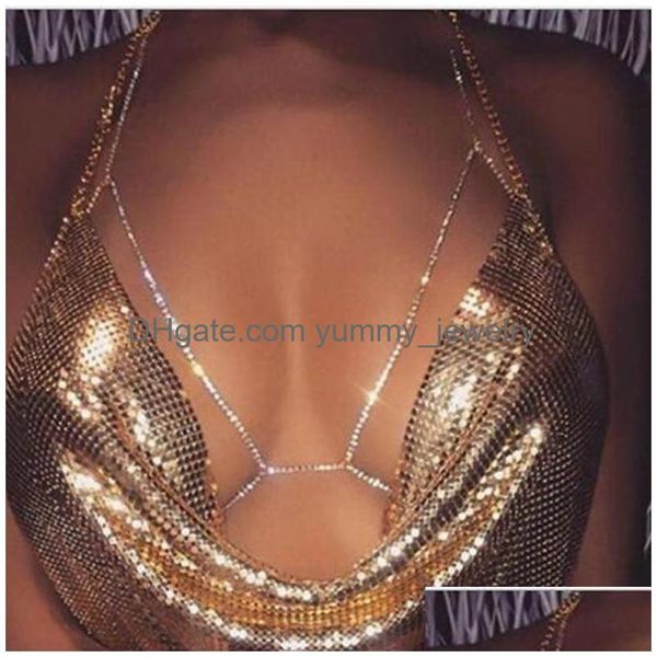 Nouveau Y Crystal Body Chain Femmes Strass Soutien-gorge Harnais Sparkle Summer Beach Bralette Bikini Bijoux Drop Delivery Dhhcj