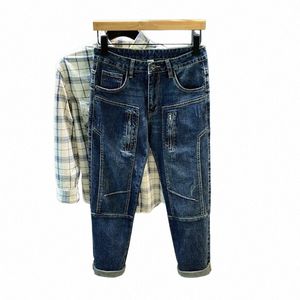 Nouveau Y2k Jeans pour hommes Zipper Design Couture Fi Pantalon Homme Stretch Streetwear Moto Biker Jeans Denim Pantalon 26VA #