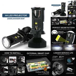 NOUVEAU lentille de projecteur de phare LED Y6D H4 avec refroidissement du ventilateur 90W Automobile Hi Lo Beam Bulbe 12V 6000K RHD LHD