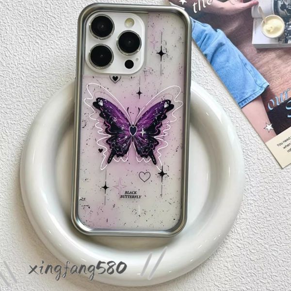 Sweet and Spicy Y2K Purfly Purple Transparent adapté à l'étui de téléphone mobile Apple iPhone15promax Nouveau 14 13 Girl 12 Soft Edge 11 Fruit 15 Double Shell