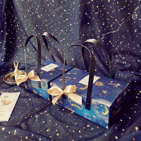 Nouvel An 2021 Boîte-cadeau à main Modèle d'étoile Boîte d'emballage de gâteau de lune Boîte d'emballage de fête d'anniversaire de douche de bébé Fournitures d'emballage de boîte-cadeau H1231
