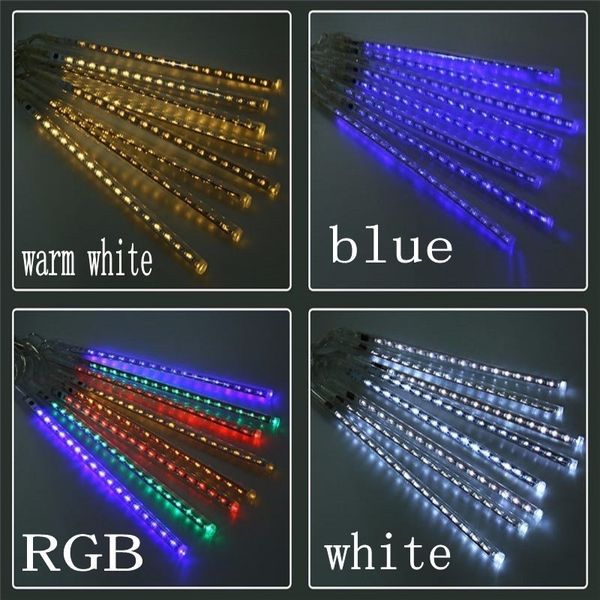 Nouvel An 20cm 30cm 50cm pluie de météores en plein air 8 tubes LED guirlandes lumineuses étanche pour la décoration de fête de mariage de Noël Y201020