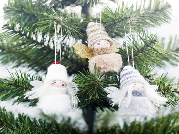 Nouvel An décorations de Noël créatives mignons en peluche ange fille pendentif mini poupée laine petit ornements de Noël ornements 5253567