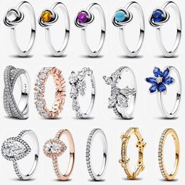 Nieuwjaar Designer Trouwringen voor Vrouwen Kerstvakantie Cadeau met doos DIY fit Pandoras Disnes Mickes Minnis Mouse Sparkling Eternity Ring Luxe sieraden