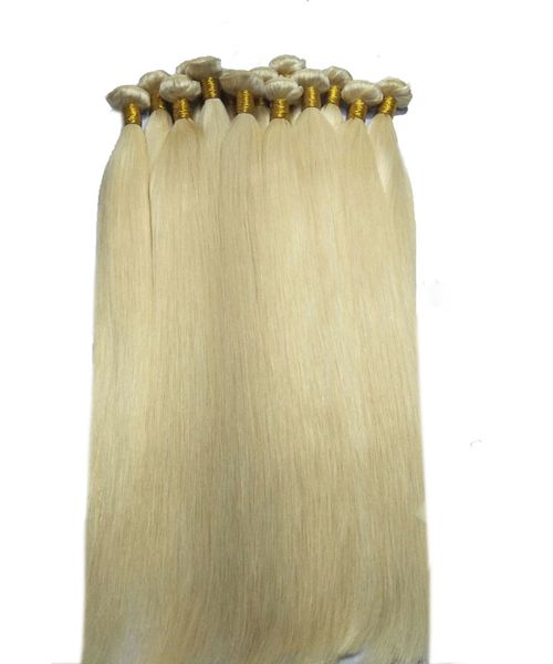 Offre spéciale 100g 4 pièces tissages de cheveux Double trames 100 g/pc 613 blond russe couleur de cheveux humains 613 peut être teint Extension de cheveux humains