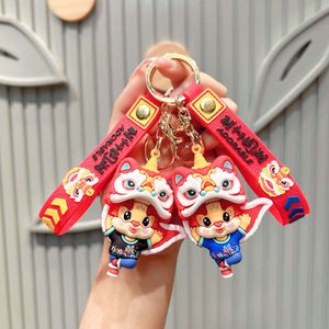 Nouvel An The Année de la chaîne Key Chain de Loong Lion Dance Poll Small Pendant Gift Chain Chain Mascot Figure Pendant