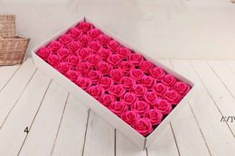 Nouvel An Savon Fleur 6cm Roses Artificielles Haute Qualité 50PCS Boîte-emballé Romantique Saint Valentin Cadeau Fleurs De Mariage RRD12723