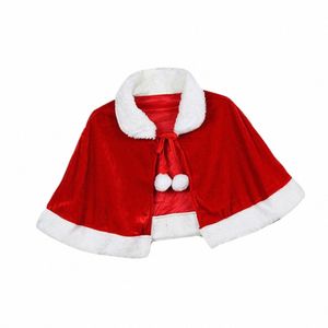 Nieuwjaar Winter Rode Veet Cape Mantel Kerst Vrouwen Meisje Sjaal Party Kostuums Dr Decorati Kerstman Kostuum Fi G78j #
