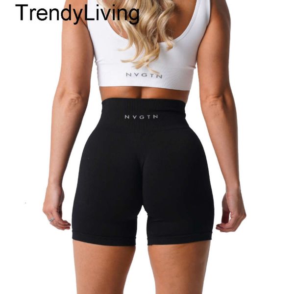 Nuevo atuendo de yoga nvgtn lycra spandex sólidos pantalones cortos sin costuras sin fondos de entrenamiento suave trajes de fitness pantalones de gimnasio shorts de yoga