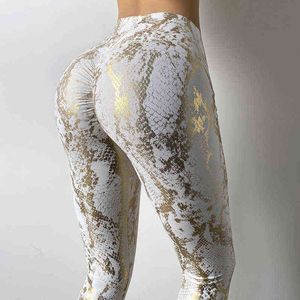 Nuevos pantalones de yoga Leggings de piel de serpiente Mujer Cintura alta Elástico Panty Deportes Secado rápido Fitness Correr Gimnasio Ropa deportiva Entrenamiento J220706