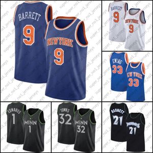 9 Maillot de basket-ball Rj Patrick Barrett Ewing Karl Anthony Kevin Towns Edwards Garnett Maillots