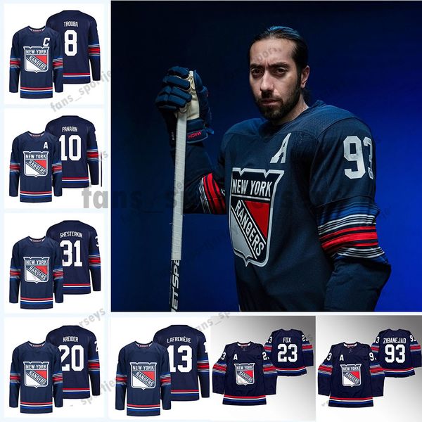 Nueva York 23 Adam Fox Rangers 2023-24 TERCERA Jersey 31 Igor Shesterkin Mika Zibanejad Chris Kreider Artemi Panarin Kaapo Kakko Ryan Lindgren Ryan Lindgren K'Andre Miller