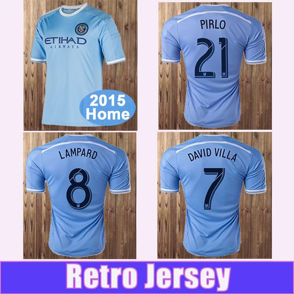 Camiseta de fútbol retro de la ciudad de Nueva York 2015 LAMPARD MIX DAVID VILLA PIRLO Edición especial Camiseta de fútbol vintage clásica Uniformes cortos para adultos