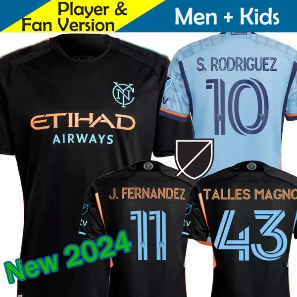 New York City FC 2023 2024 Soccer Jersey Kid Kit Men 23/24 Kiron de football Home Home Blue Away Black Talles Magno Fernandez Rodriguez Keaton