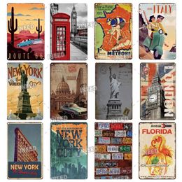 New York City Metal Poster Vintage Metal Tin Sign Landscape Shabby Tin Plates Plaque Retro Iron Painting Man Cave Decoration Home Wall Decor Maat 30x20cm W01