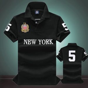 Polos de manga corta de verano con bordado de Nueva York, camiseta de algodón de alta calidad para hombre, marca de moda deportiva s-5XL