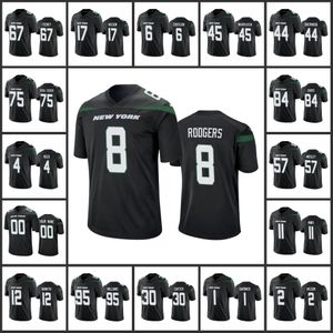 New York''Jets''Men 2 Zach Wilson 8 Aaron Rodgers 57 C.J. Mosley Femmes Jeunes Noir Custom Vapor Limited Jersey