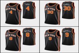 New York Knicks039s Hommes Kemba Walker RJ Barrett Derrick Rose Julius Randle 75e anniversaire Jersey noir6659909