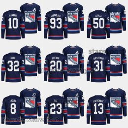 New York "Rangers" 23 Adam Fox 2023-24 Troisième maillot de la marine alternative 10 Artemi Panarin 32 Jonathan Quick 22 Jonny Brodzinski 12 Nick Bonino 71 Tyler Pitlick 50 Will Cuylle