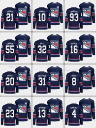 "Rangers" de New York 23 Adam Fox 2023-24 Troisième maillot de la marine 93 Mika Zibanejad 10 Artemi Panarin 31 Igor Shesterkin 79 K'Andre Miller 20 Chris Kreider 55 Ryan Lindgren