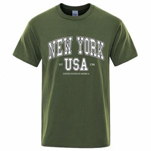 New York Usa Est 1788 Street City Lettre Graphique T-shirt Hommes Casual Tee Vêtements Été Lâche Cool Tshirt Cott Oversize T-shirt F4ce #